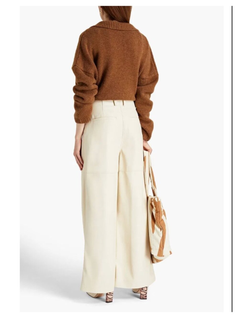 LVIR Faux Leather Wide-Legs Pants Cream - Picture 10 of 11